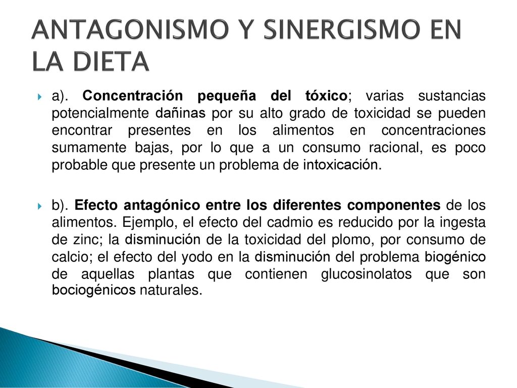 ANTAGONISMO Y SINERGISMO EN LA DIETA