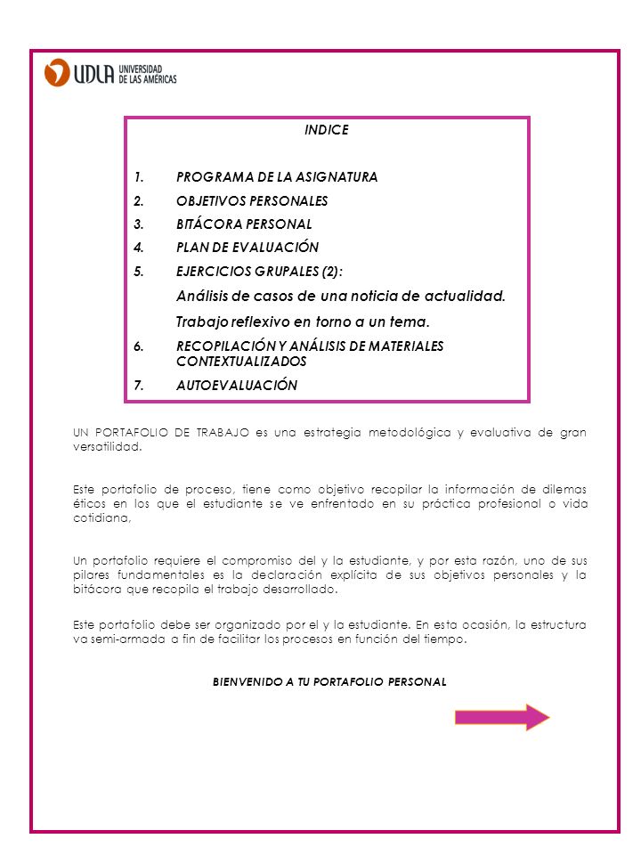 BIENVENIDO A TU PORTAFOLIO PERSONAL