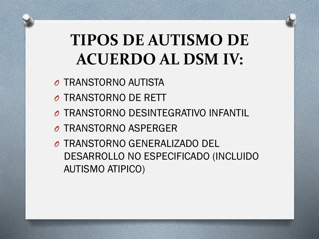 TIPOS DE AUTISMO DE ACUERDO AL DSM IV: