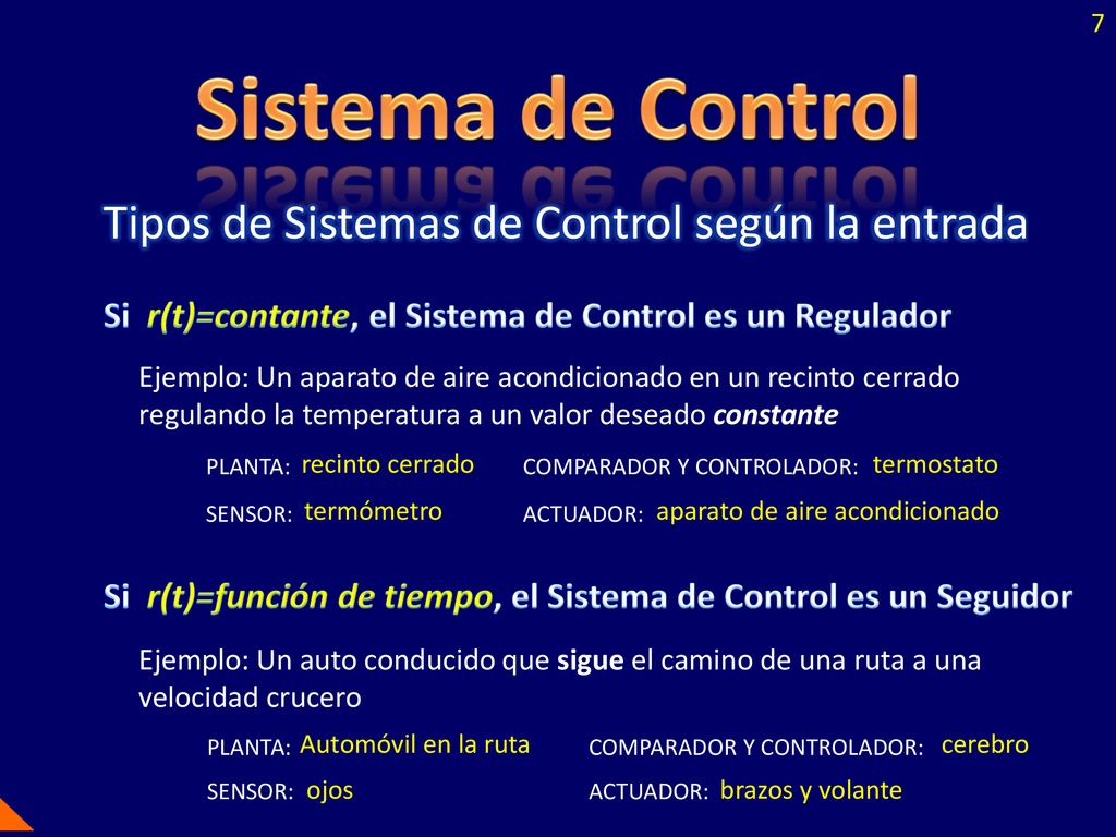 Sistema de Control Tipos de Sistemas de Control según la entrada