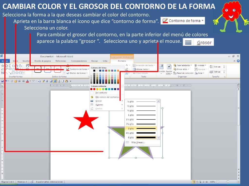 CAMBIAR COLOR Y EL GROSOR DEL CONTORNO DE LA FORMA