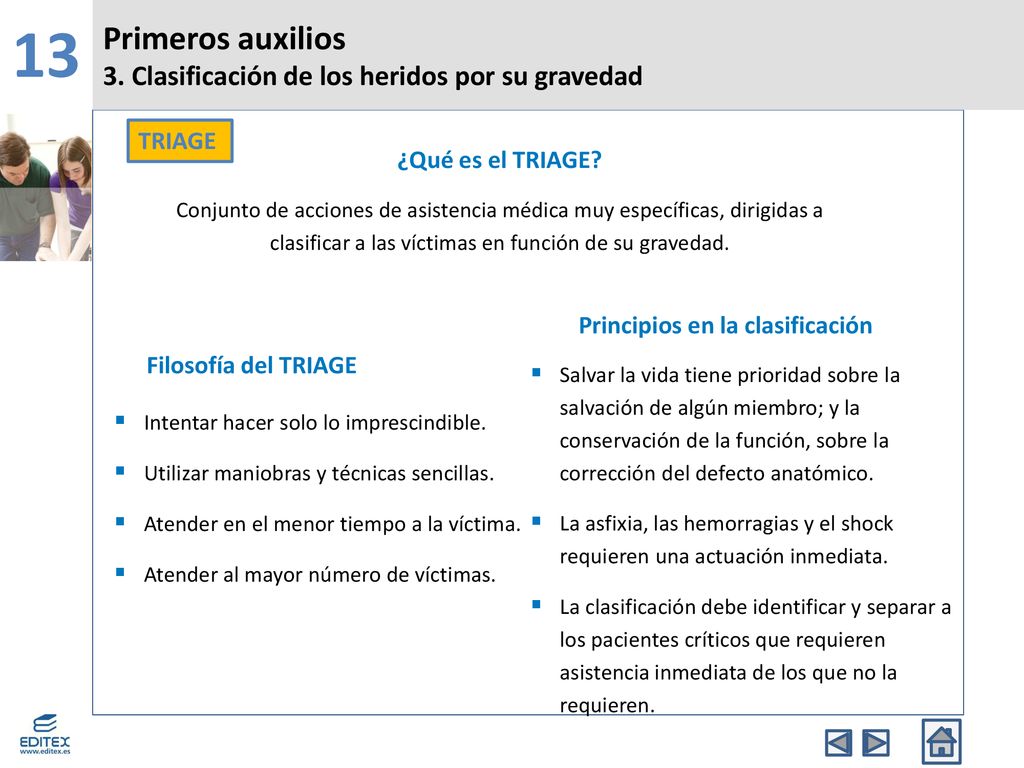 13 Primeros auxilios 3. Clasificación de los heridos por su gravedad