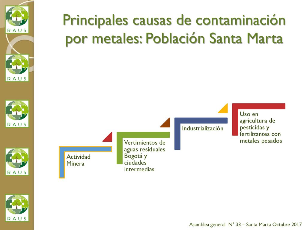 Principales causas de contaminación por metales: Población Santa Marta