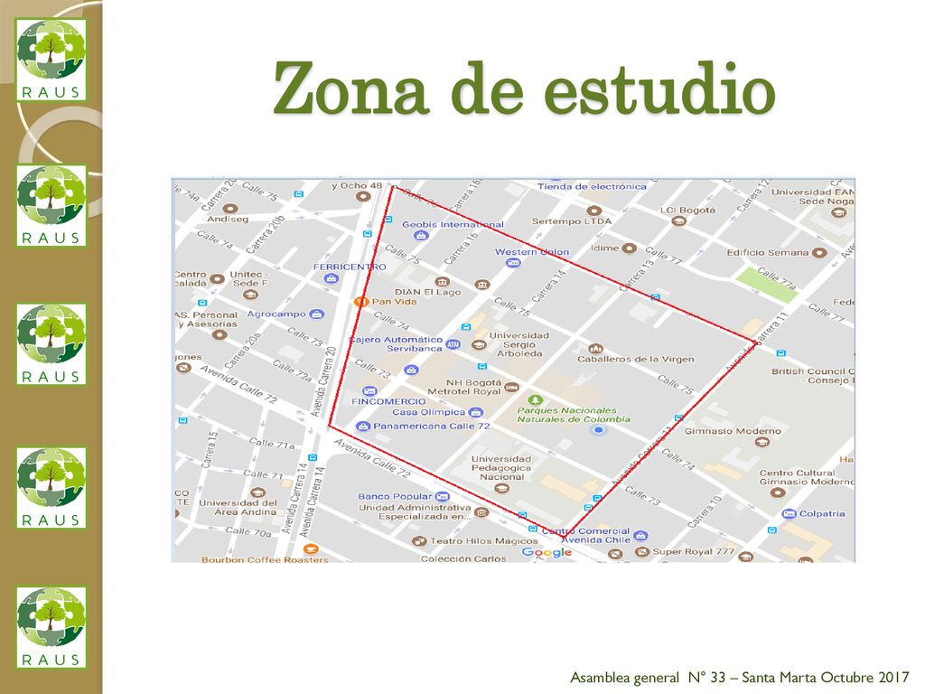 Zona de estudio Asamblea general N° 33 – Santa Marta Octubre 2017
