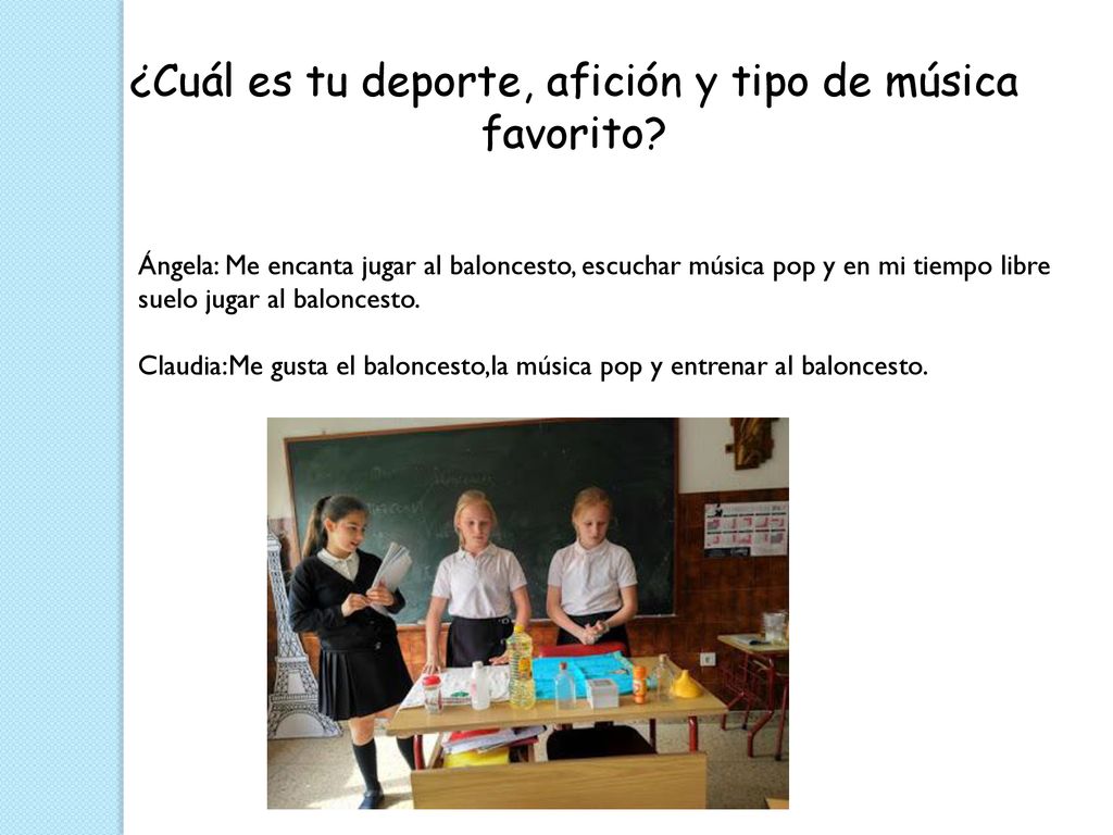 ¿Cuál es tu deporte, afición y tipo de música favorito
