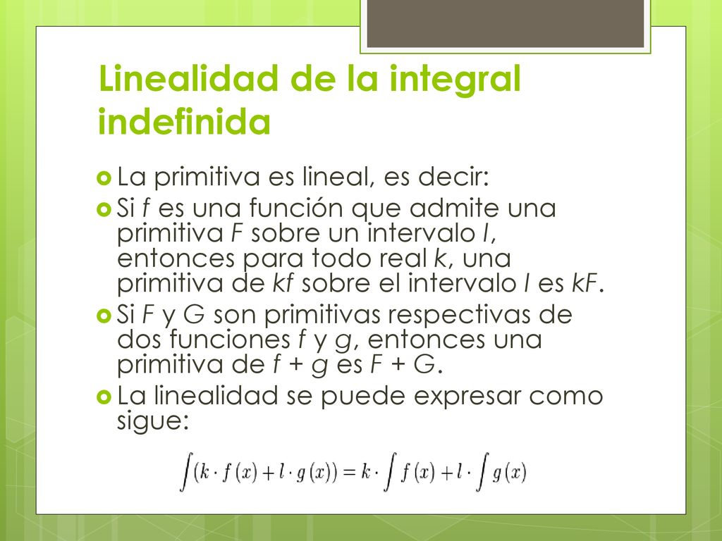Linealidad de la integral indefinida