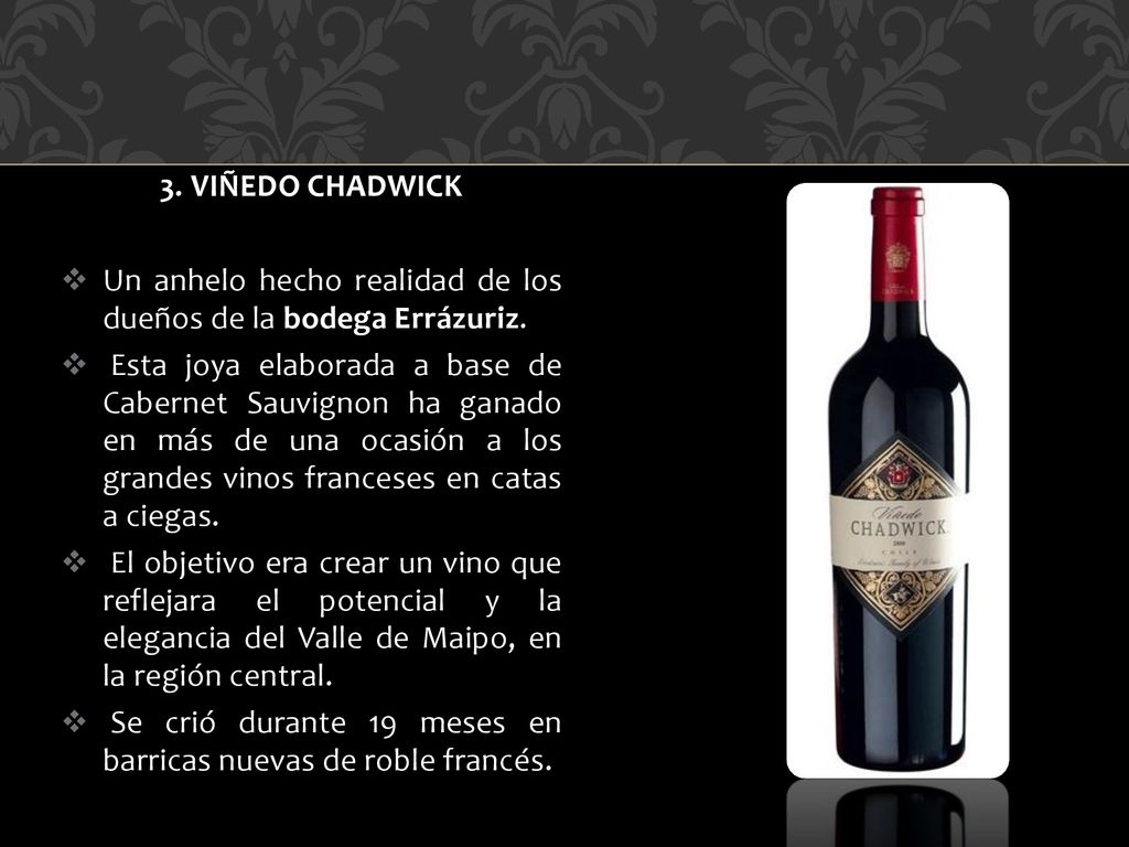 3. VIÑEDO CHADWICK Un anhelo hecho realidad de los dueños de la bodega Errázuriz.