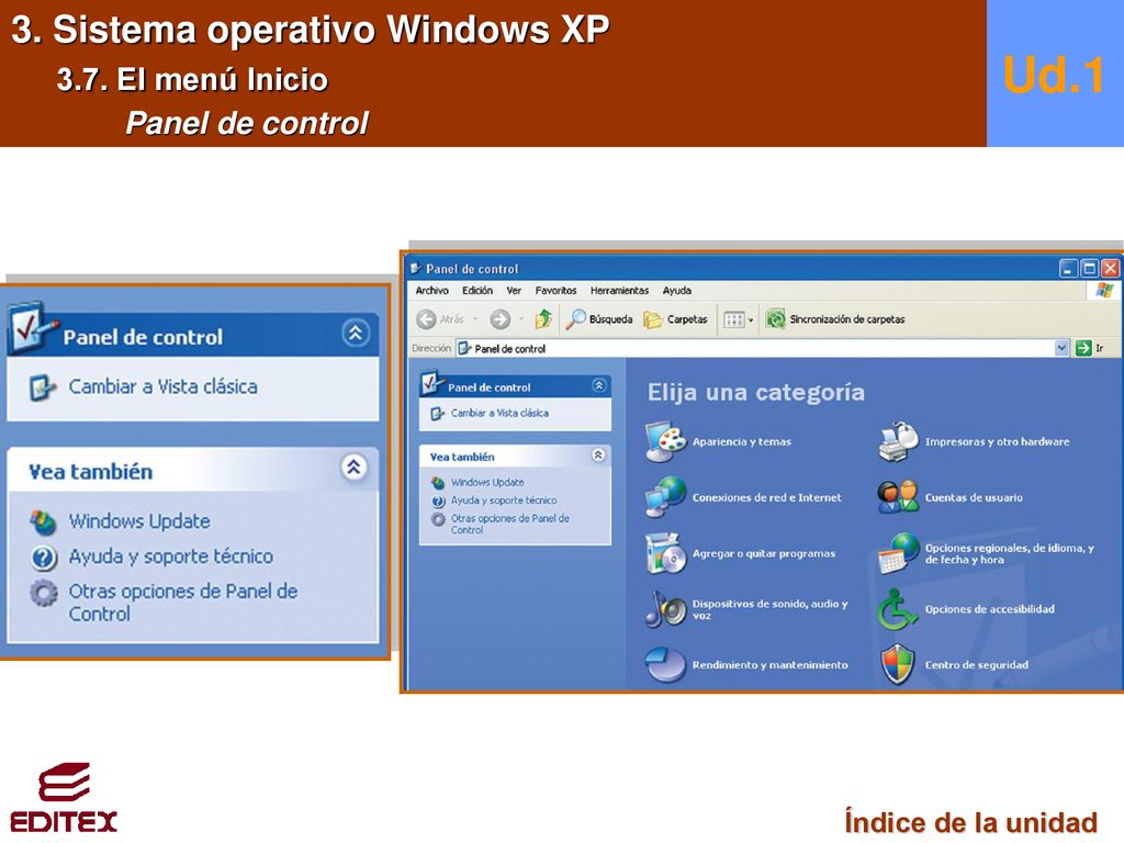 Ud.1 3. Sistema operativo Windows XP 3.7. El menú Inicio