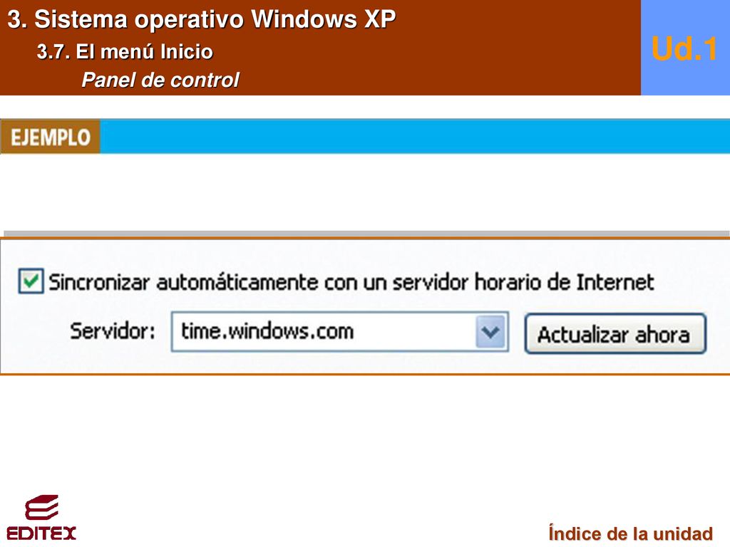 Ud.1 3. Sistema operativo Windows XP 3.7. El menú Inicio
