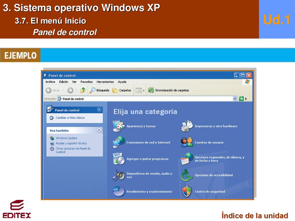 Ud.1 3. Sistema operativo Windows XP 3.7. El menú Inicio