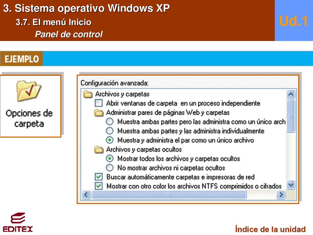 Ud.1 3. Sistema operativo Windows XP 3.7. El menú Inicio