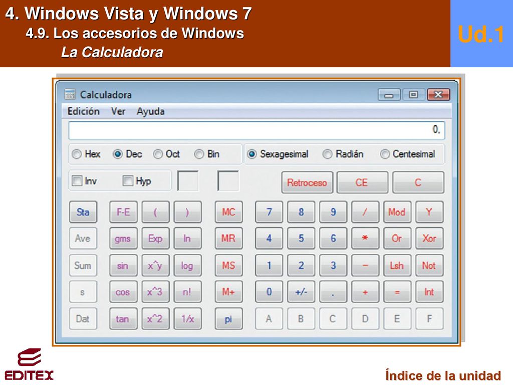 Ud.1 4. Windows Vista y Windows Los accesorios de Windows