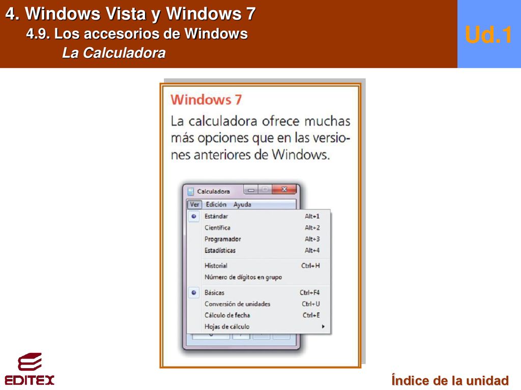 Ud.1 4. Windows Vista y Windows Los accesorios de Windows