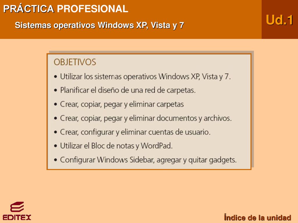 Ud.1 PRÁCTICA PROFESIONAL Sistemas operativos Windows XP, Vista y 7