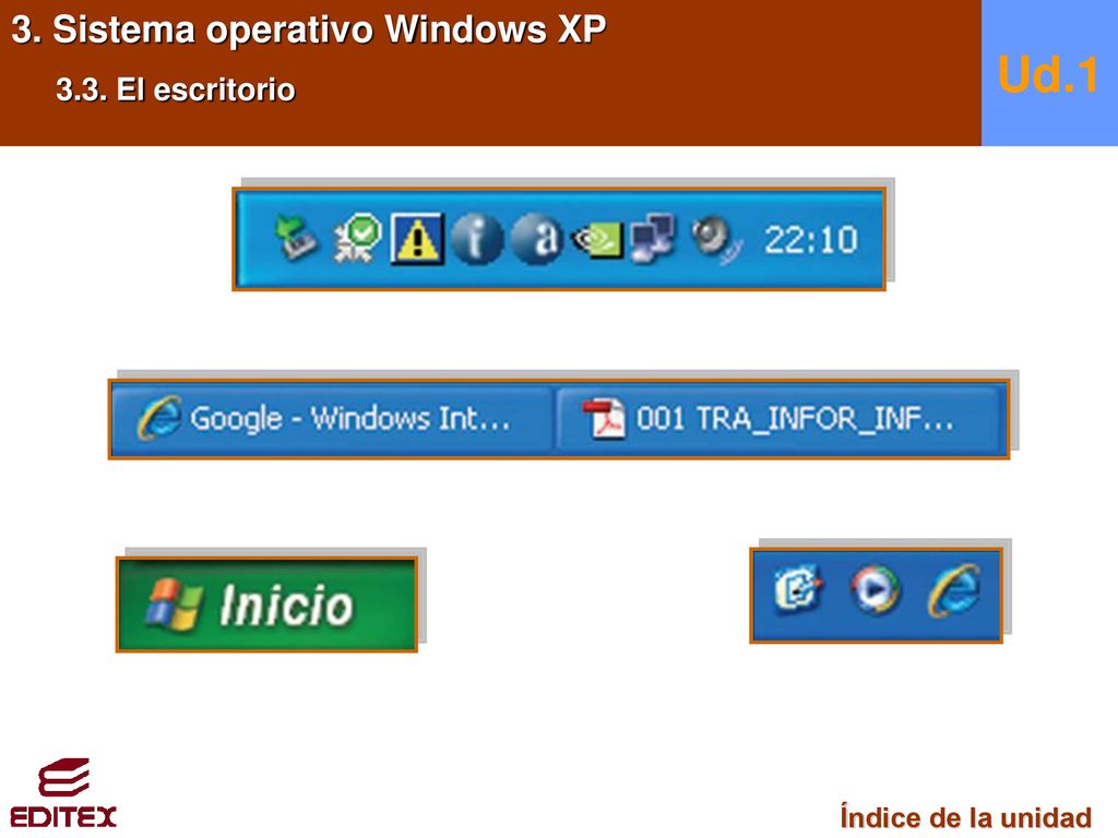 Ud.1 3. Sistema operativo Windows XP 3.3. El escritorio