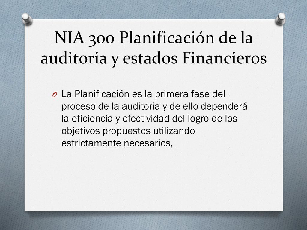 NIA 300 Planificación de la auditoria y estados Financieros