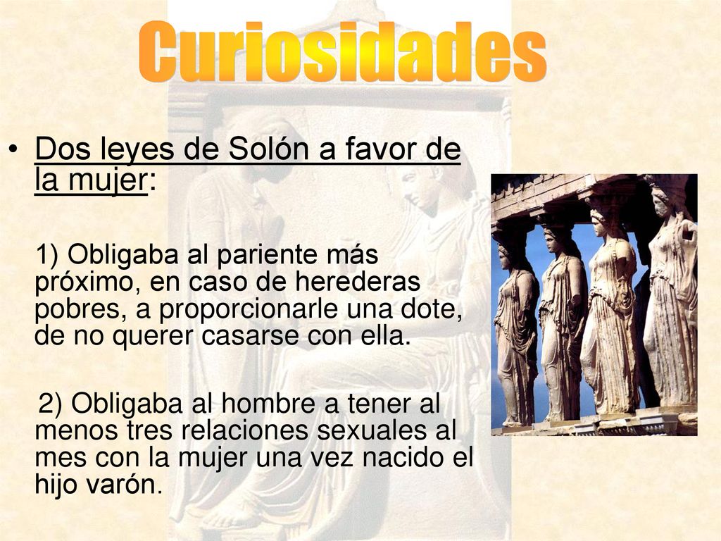 Dos leyes de Solón a favor de la mujer: