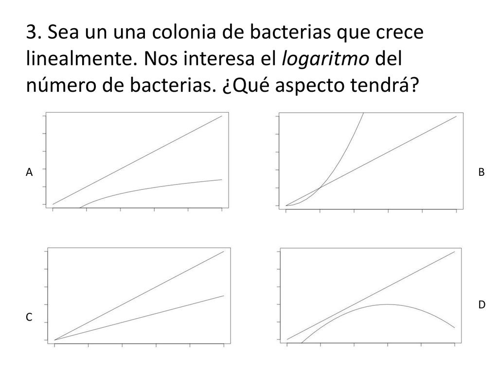 3. Sea un una colonia de bacterias que crece linealmente