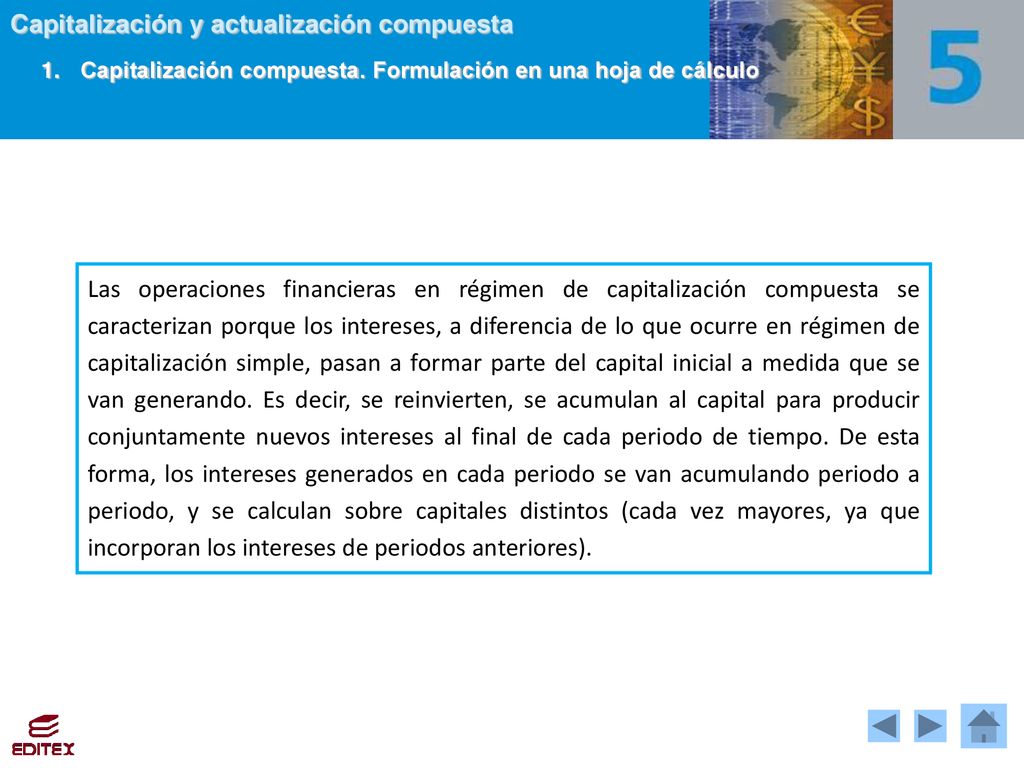 1. Capitalización compuesta. Formulación en una hoja de cálculo