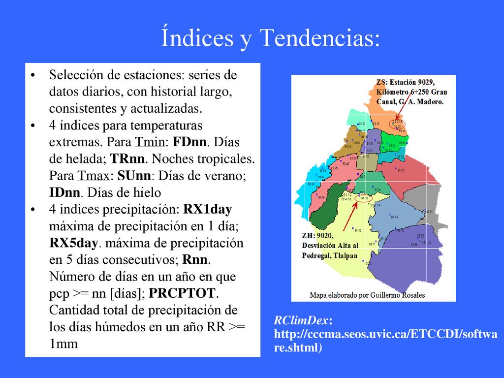 Índices y Tendencias: Selección de estaciones: series de datos diarios, con historial largo, consistentes y actualizadas.
