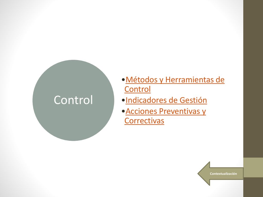 Control Métodos y Herramientas de Control Indicadores de Gestión