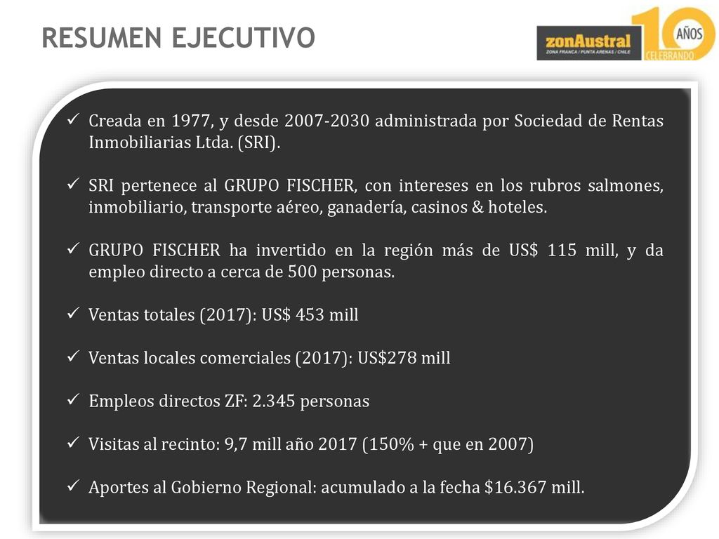 RESUMEN EJECUTIVO Creada en 1977, y desde administrada por Sociedad de Rentas Inmobiliarias Ltda. (SRI).