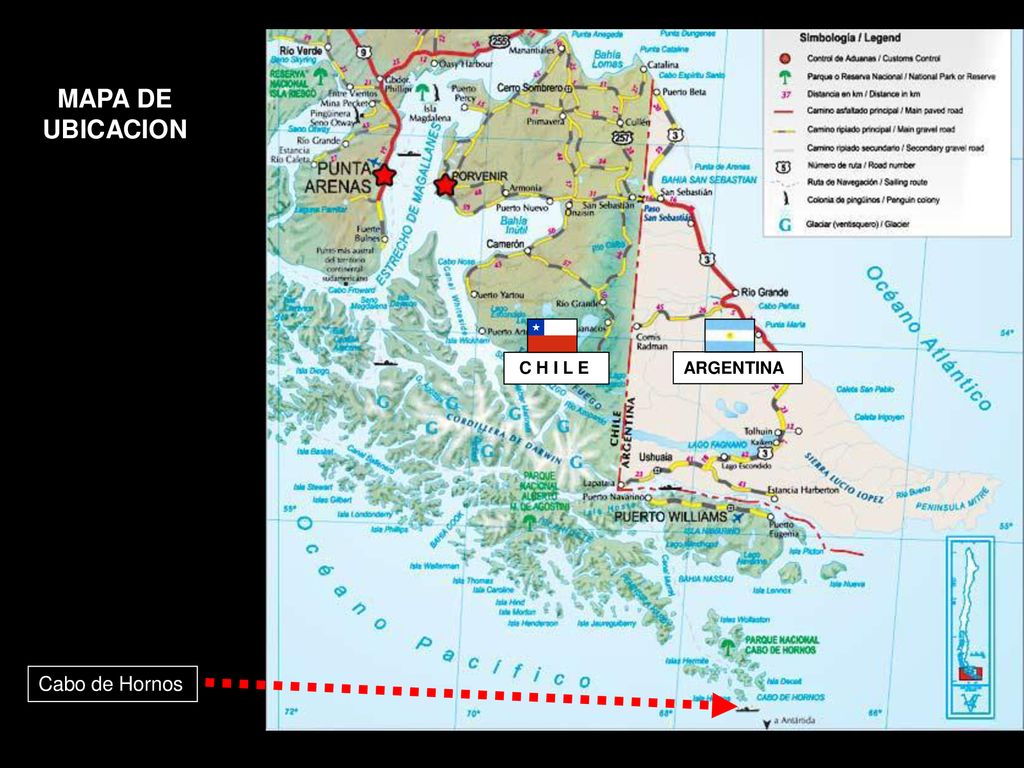MAPA DE UBICACION C H I L E ARGENTINA Cabo de Hornos