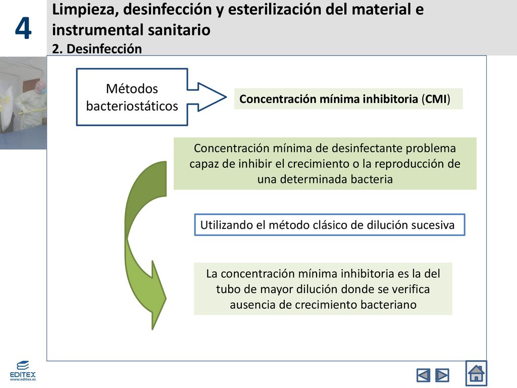 4 Limpieza, desinfección y esterilización del material e instrumental sanitario 2. Desinfección. Métodos.