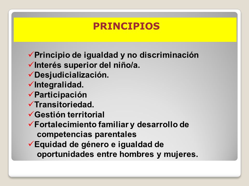 PRINCIPIOS Principio de igualdad y no discriminación
