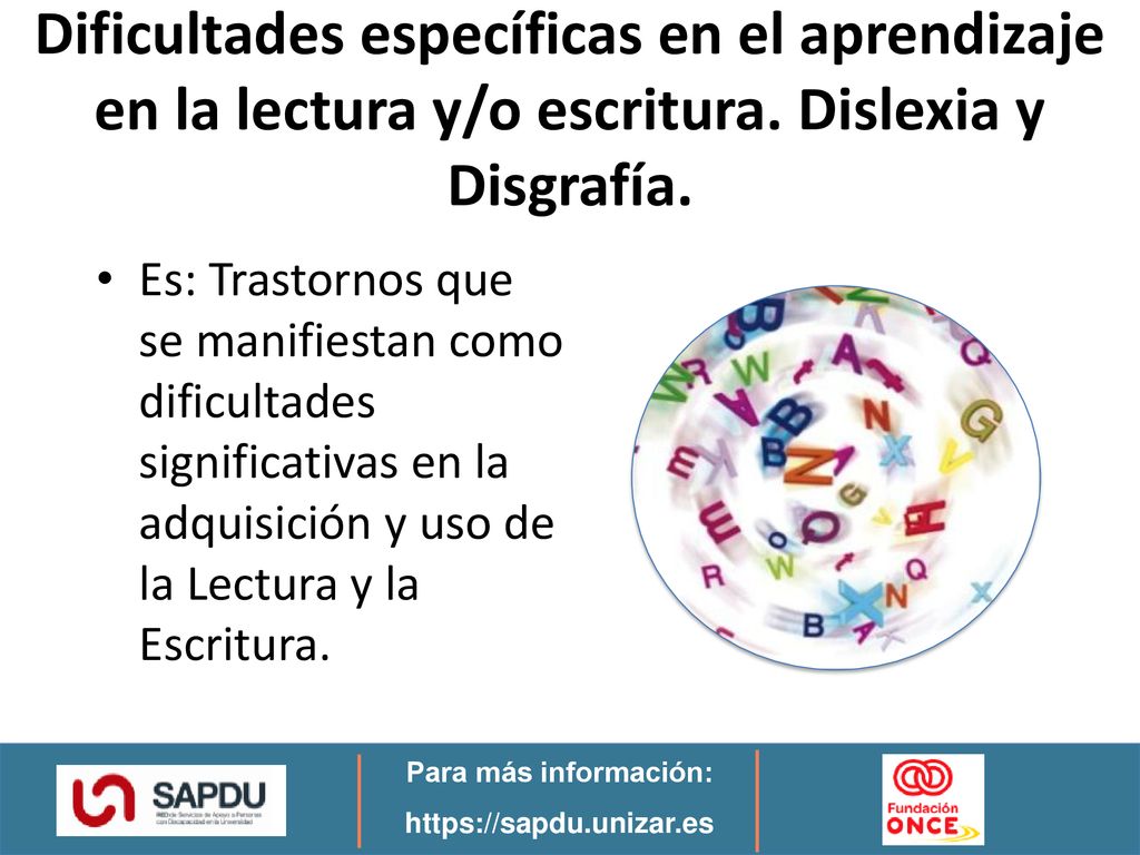Dificultades específicas en el aprendizaje en la lectura y/o escritura