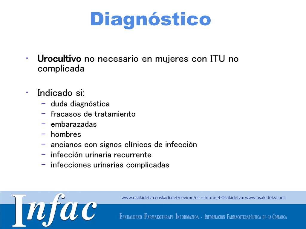 Diagnóstico Urocultivo no necesario en mujeres con ITU no complicada