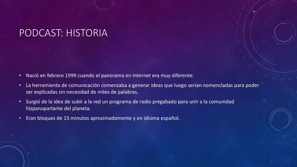 Podcast: historia Nació en febrero 1999 cuando el panorama en Internet era muy diferente.