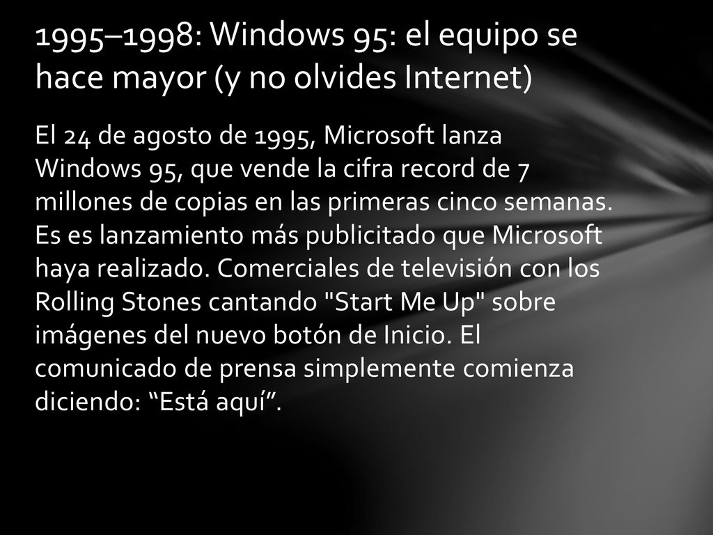 1995–1998: Windows 95: el equipo se hace mayor (y no olvides Internet)
