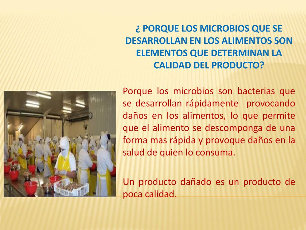 ¿ porque los microbios que se desarrollan en los alimentos son elementos que determinan la calidad del producto.