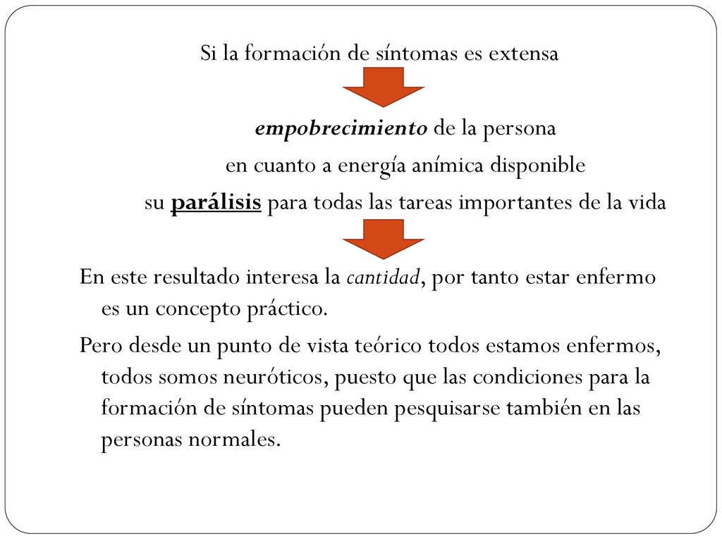 Si la formación de síntomas es extensa empobrecimiento de la persona