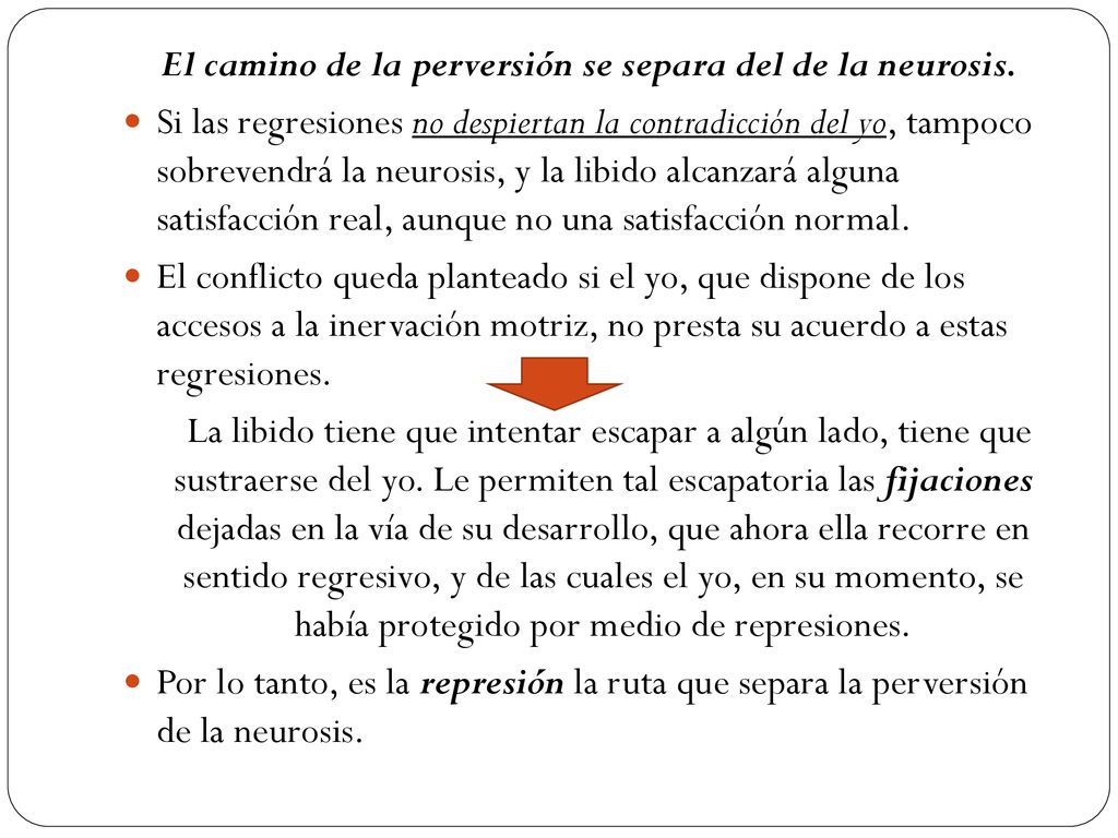 El camino de la perversión se separa del de la neurosis.