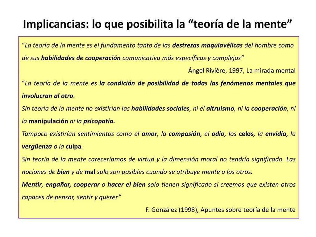Implicancias: lo que posibilita la teoría de la mente