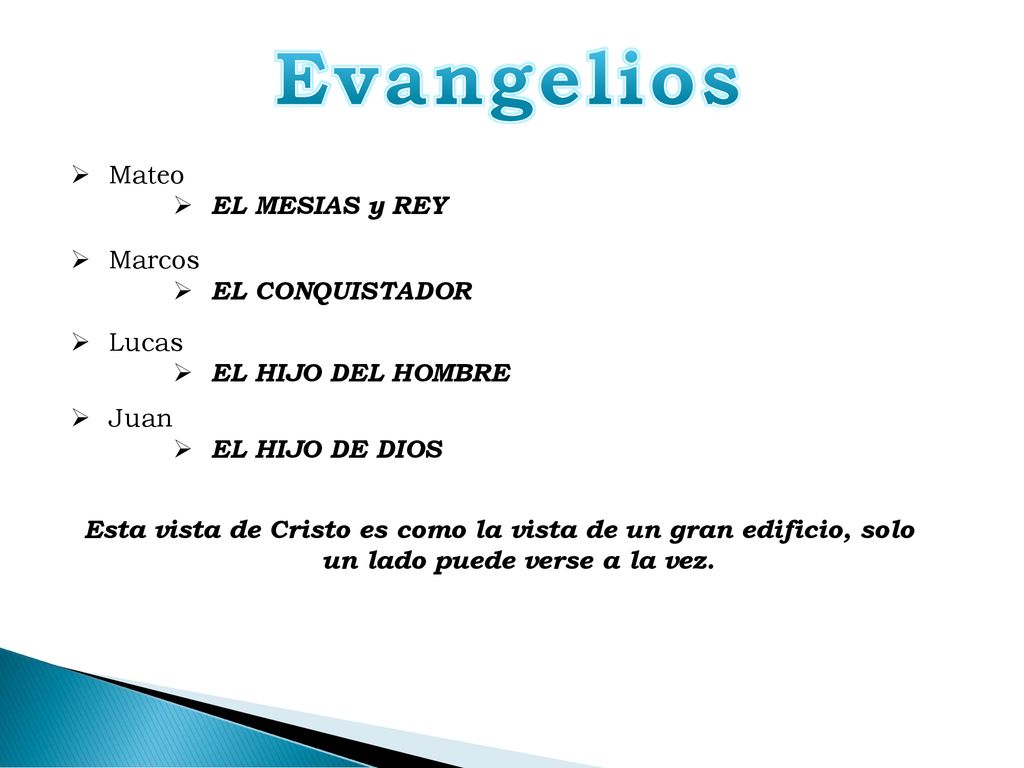 Evangelios Mateo EL MESIAS y REY Marcos EL CONQUISTADOR Lucas