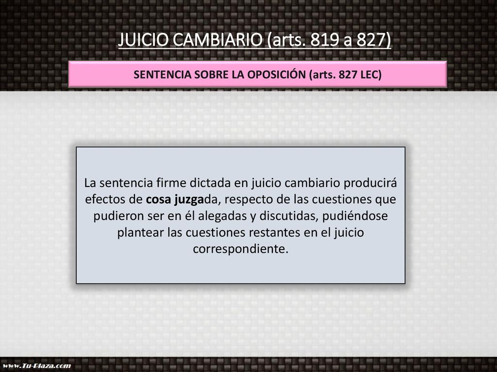 JUICIO CAMBIARIO (arts. 819 a 827)