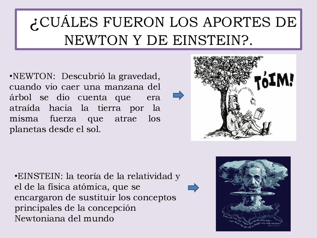 ¿CUÁLES FUERON LOS APORTES DE NEWTON Y DE EINSTEIN .