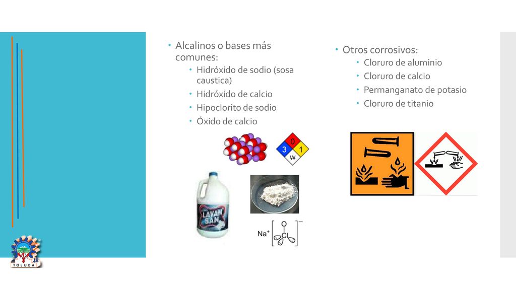 Alcalinos o bases más comunes: Otros corrosivos: