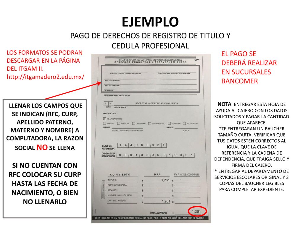 PAGO DE DERECHOS DE REGISTRO DE TITULO Y CEDULA PROFESIONAL