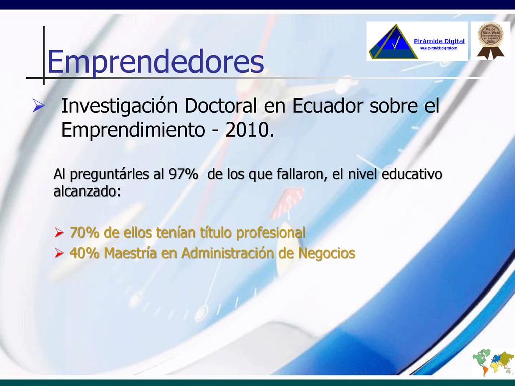 Emprendedores Investigación Doctoral en Ecuador sobre el Emprendimiento