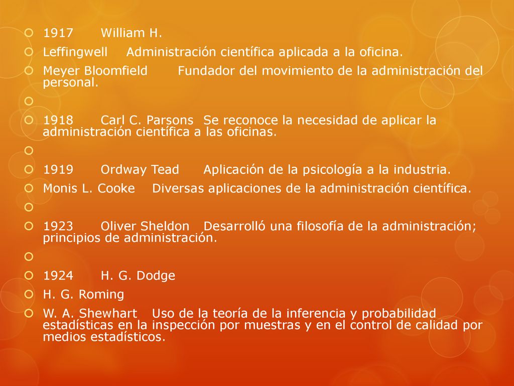 1917 William H. Leffingwell Administración científica aplicada a la oficina.