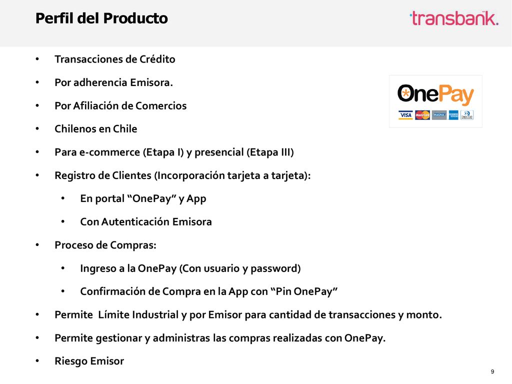 Perfil del Producto Transacciones de Crédito Por adherencia Emisora.
