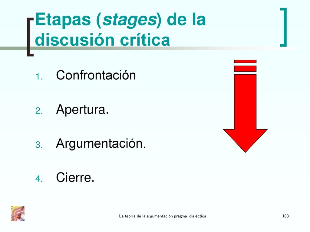 Etapas (stages) de la discusión crítica