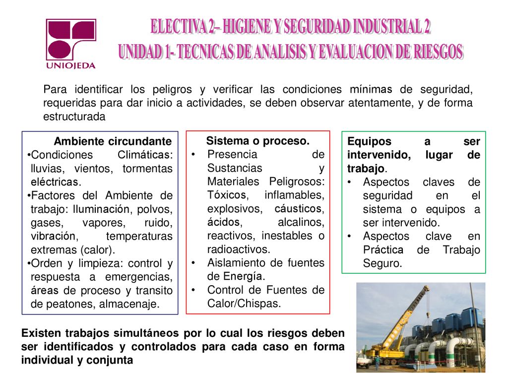 Para identificar los peligros y verificar las condiciones mínimas de seguridad, requeridas para dar inicio a actividades, se deben observar atentamente, y de forma estructurada