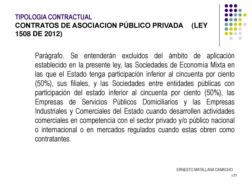TIPOLOGIA CONTRACTUAL. CONTRATOS DE ASOCIACION PÚBLICO PRIVADA