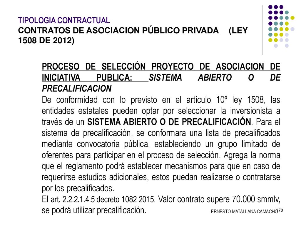TIPOLOGIA CONTRACTUAL. CONTRATOS DE ASOCIACION PÚBLICO PRIVADA