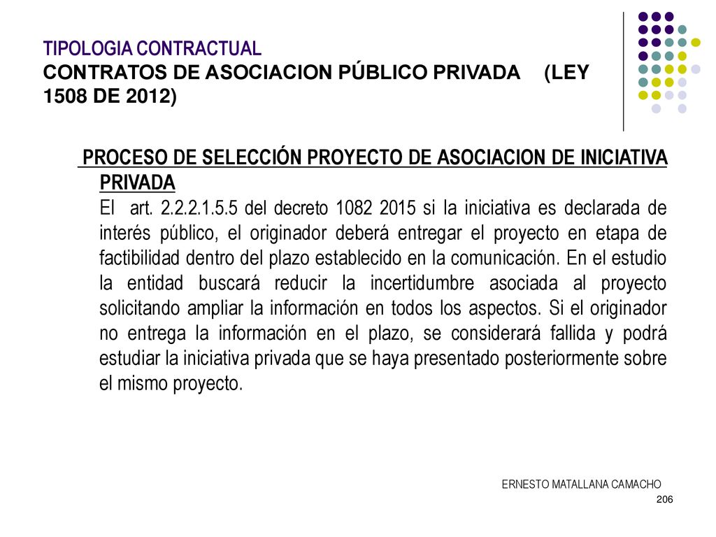 TIPOLOGIA CONTRACTUAL. CONTRATOS DE ASOCIACION PÚBLICO PRIVADA